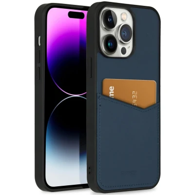 Afbeelding van Accezz Hoesje Geschikt voor iPhone 14 Pro Max Met Pasjeshouder Premium Leather Card Slot Backcover Donkerblauw