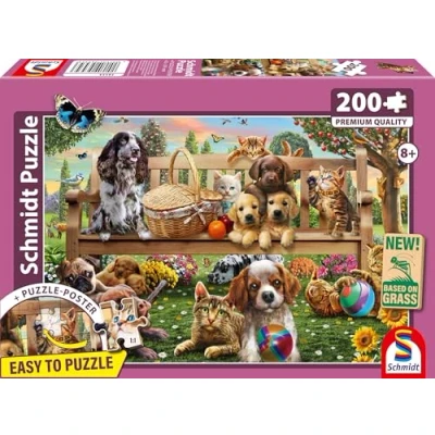 Afbeelding van Schmidt Spiele Gartenpicknick für Hund und Katze 200 Teile (200 onderdelen)
