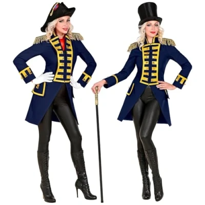 Afbeelding van Widmann Piraat &amp; Viking Kostuum Franse Parade Jas Blauw Vrouw Medium Carnavalskleding Verkleedkleding