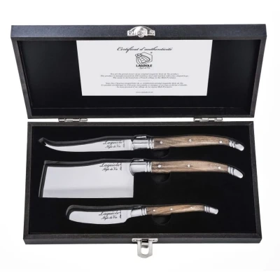 Afbeelding van Laguiole Style De Vie Luxury Line Kaasmessen Olijfhout 3 Delig