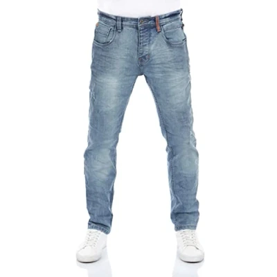 Afbeelding van riverso RIVCaspar Heren Jeans Slim Fit Used Look Katoen denim Stretch Zwart Blauw Grijs W29 W30 W31 W32 W33 W34 W36 W38, Medium blauwe (D257)