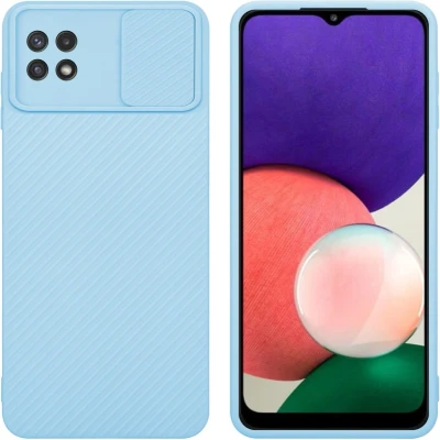 Afbeelding van Cadorabo Hoesje geschikt voor Samsung Galaxy A22 5G in Bonbon Licht Blauw Beschermhoes van flexibel TPU silicone Case Cover en met camerabescherming