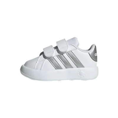 Image de adidas Grand Court 2.0 Shoes Kids Mixte enfant Chaussures de tennis, Cloud White/Matte Silver/Cloud White, 24 EU