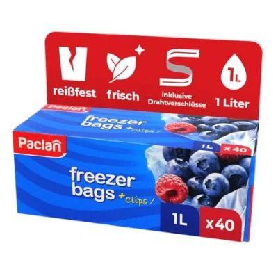 Image de Paclan Lot de 40 sacs congélation 18 x 28 cm 1 litre