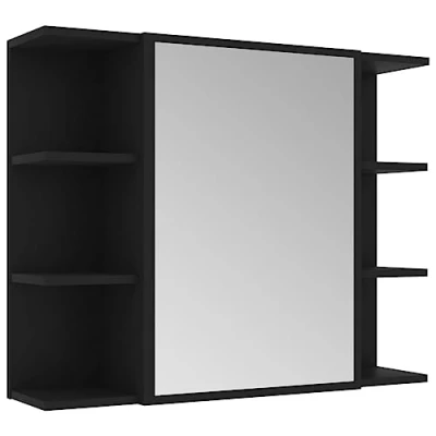 Image de vidaXL Armoire à miroir de salle bain Noir Bois d’ingénierie802607