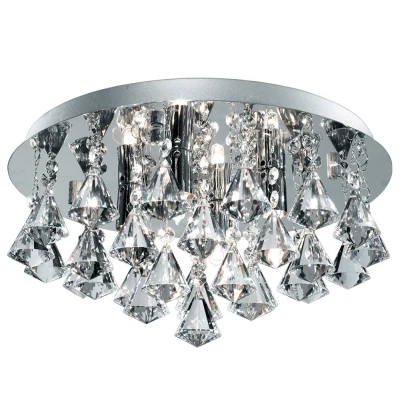 Afbeelding van Plafondlamp Hanna, rond IP44, 38cm chroom Piramide