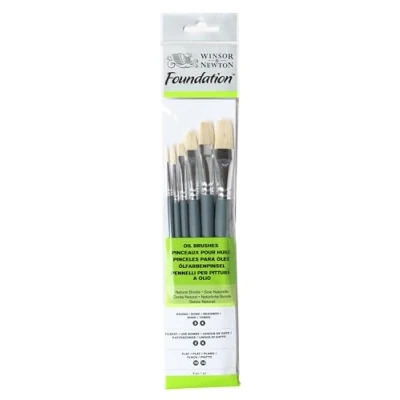 Afbeelding van Winsor &amp; Newton Foundation olieverf korte penselen set 6 delig