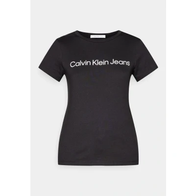 Afbeelding van Calvin Klein dames T shirt van katoen met logoprint in de kleur Zwart, maat: XXS