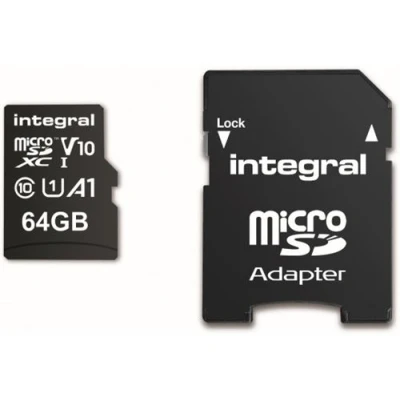Image de Integral Carte mémoire flash (adaptateur microSDXC vers SD inclus(e)) 64 Go A1 / Video Class V10 UHS 1 Class10 I