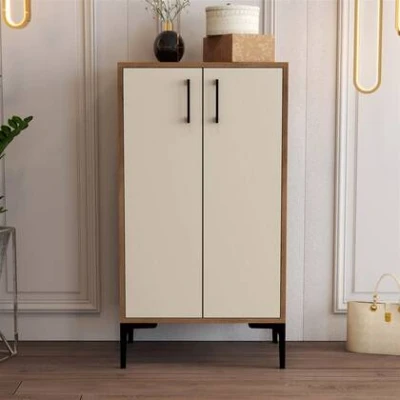 Afbeelding van Schoenenkast Prag Melamine Walnoot Crème