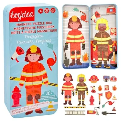 Afbeelding van Toydea Jeu magnétique Puzzle pompier Favorise la motricité et l&#039;imagination Jouet de à partir 3 ans voyage idéal pour les enfants Cadeau garçons filles