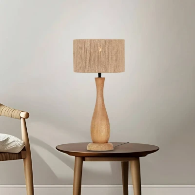 Afbeelding van Toba tafellamp, jute, hout, natuurlijke afwerking