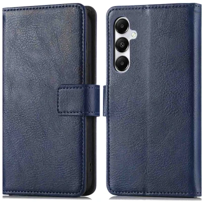 Afbeelding van iMoshion Hoesje Geschikt voor Samsung Galaxy A15 (5G) / (4G) Met Pasjeshouder Luxe Bookcase Donkerblauw