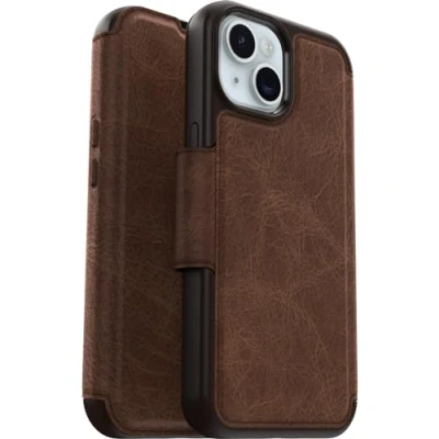 Image de Otterbox Strada Apple iPhone 15 Book Case Cuir Brun avec MagSafe
