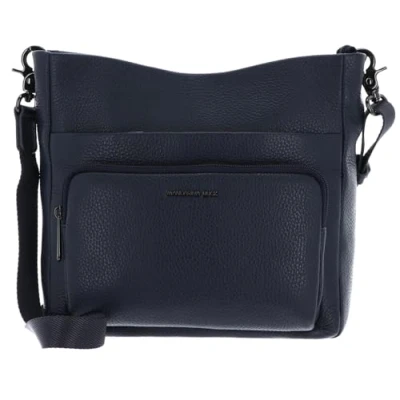 Afbeelding van MANDARINA DUCK Leren Schoudertas Mellow Leather Crossover Bag Dress Blue Donkerblauw
