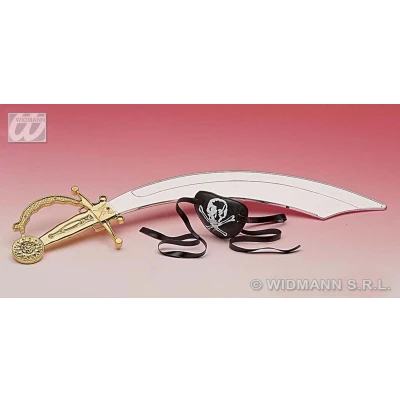 Afbeelding van Widmann Piraat &amp; Viking Kostuum Piratenzwaard Met Ooglap Zwart, Zilver Carnavalskleding Verkleedkleding