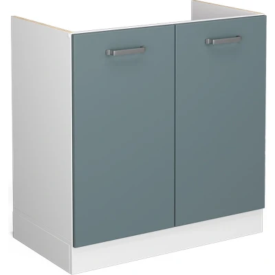 Afbeelding van Vicco Onderkast voor gootsteen R Line, Blauw grijs/Wit, 80 cm met deuren, zonder werkblad
