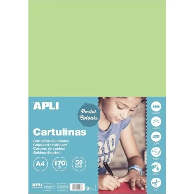 Afbeelding van APLI Lichtgroen Karton A4 170 g/m² 50 vel