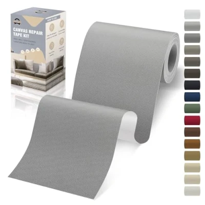 Afbeelding van Patch stof, zelfklevend, 10 x 200 cm, canvas, grijs, waterdicht, voor bank, tent, meubels, autostoel, ligstoel