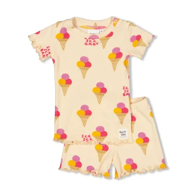 Afbeelding van Feetje Pyjama Premium Summerwear Isa Icecream Perzik Maat 92 T/m 104