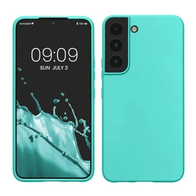 Afbeelding van kwmobile telefoonhoesje geschikt voor Samsung Galaxy S22 Hoesje smartphone Back cover in metallic turquoise