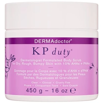 Image de DERMAdoctor KP Duty Gommage corporel formulé dermatologiquement pour kératose pilaire et peau sèche, rugueuse inégale avec 10% AHA + PHA, 16 fl oz