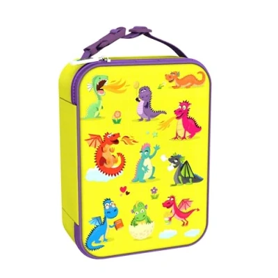 Afbeelding van ion8 Premium lunchtas, driezijdige rits, flessennetvak, naamplaatje, isolatie van voedingskwaliteit, afwasbaar, machinewasbaar, draak