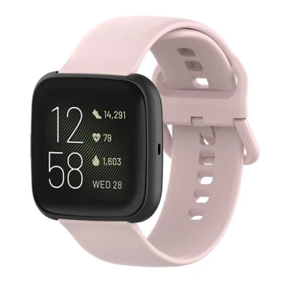 Afbeelding van Fitbit Versa 1 / 2 &amp; Lite siliconen sportbandje met gespsluiting Roze Maat: Small