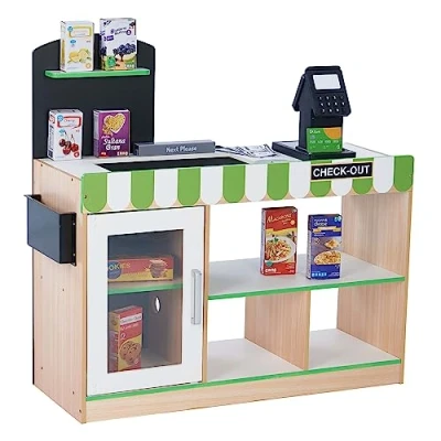 Afbeelding van Teamson Kids Kassier Kinderspeelgoed Rollenspel Speelgoed Groen/Hout