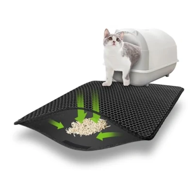 Afbeelding van Tapis Litiere Chat, 75 * 55CM Double Couche Non Slip de Litière pour Chat Conception à Grands Trous, Urin et Imperméable Litiere, Facile Nettoyer