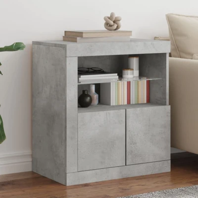 Afbeelding van Dressoir met LED verlichting 60,5x37x67 cm betongrijs