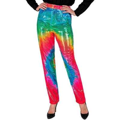 Afbeelding van Widmann Hippie Kostuum Pailletten Kleurenfestijn Fest Broek Vrouw Multicolor Small Carnavalskleding Verkleedkleding