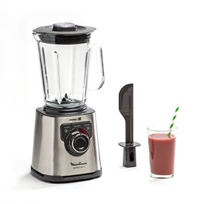 Image de Moulinex PerfectMix+ Blender haute vitesse, 1200 W, Bol en verre de 2 L, 3 programmes automatiques, Facile d&#039;utilisation, Argent/Noir, LM811D10