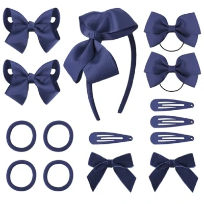 Afbeelding van DRESHOW Accessoires pour Cheveux Fille Pinces à avec Nœud, Serre tête, Barrettes Ruban, Nœuds et Élastiques Écolières Bambins Adolescents Cadeau d&#039;anniversaire de Noël