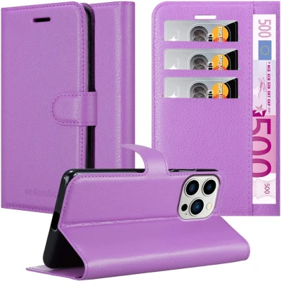 Afbeelding van Cadorabo Hoesje geschikt voor Apple iPhone 14 PRO in MANGAAN PAARS Beschermhoes met magnetische sluiting, standfunctie en kaartvakje Book Case Cover Etui