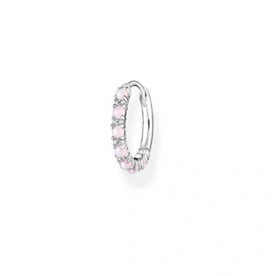 Afbeelding van THOMAS SABO Eenvoudige creolen voor dames, 925 sterling zilver, 15 mm, met roze stenen, CR664 166 7, één maat, Metaal, zirkonia, Zirkonia