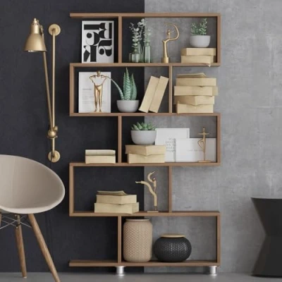 Afbeelding van Elegance Boekenplank 100% Melamine 18mm Dik Notenhout Wandbevestiging