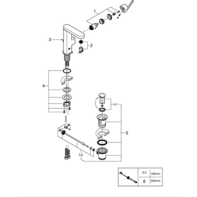 Afbeelding van GROHE Plus Waterbesparende Wastafelkraan maat L draaibare uitloop met waste supersteel 23851DC3