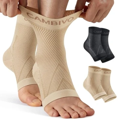 Afbeelding van CAMBIVO Sportondersteuning, verstuikte enkelband 15 20 mmHg, orthopedische spalk, compressieondersteuning voor plantaire fasciitis, sport, hardlopen, fitness, ligamentair en letsel