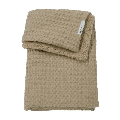 Afbeelding van Meyco Baby Wafel Teddy ledikant deken taupe 100x150cm
