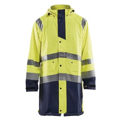 Image de Veste de pluie haute visibilité niveau 1 jaune fluorescent/marine