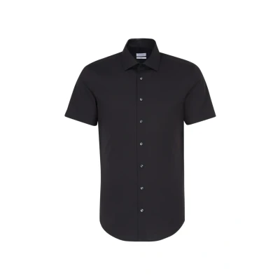 Afbeelding van Seidensticker Slim Fit overhemd korte mouw zwart Fil e boordmaat 42