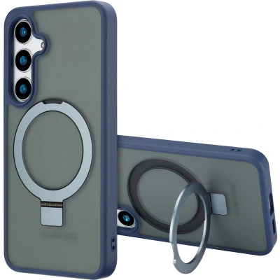 Afbeelding van Accezz Hoesje Geschikt voor Samsung Galaxy S24 Ring Stand Backcover MagSafe blauw