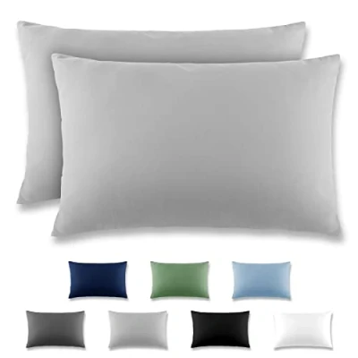 Afbeelding van REDKEY Kussensloop, 40 x 60 cm, lichtgrijs, set van 2 kussenslopen vierkant, geborstelde microvezel, kussensloop met klepsluiting (zonder ritssluiting)