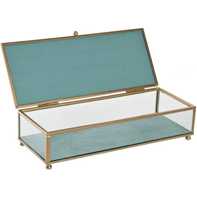 Afbeelding van Doos Juwelenkistje DKD Home Decor Kristal Metaal Turkoois Hemelsblauw 25 x 10 5 cm (2 Stuks)