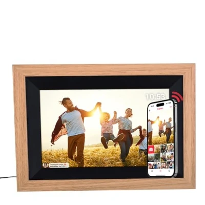Afbeelding van Rollei Smart Frame wifi 105 hout bruin 10,1 inch digitale fotolijst met functie voor het afspelen van foto&#039;s en video&#039;s geluid