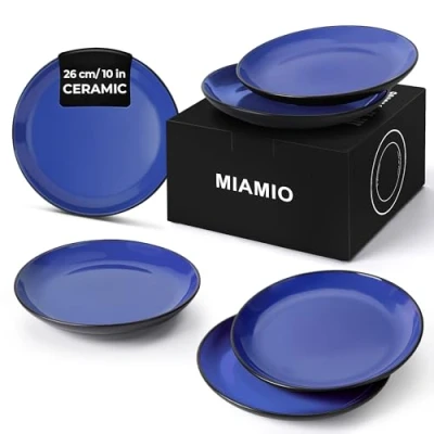 Afbeelding van MIAMIO Bordenset 6 x keramiek aardewerk voor de tafel Le Papillon collectie (blauw, 26 cm)