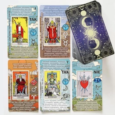 Afbeelding van TAROTIKA Easy Tarot tarotkaarten leren, voor beginners, eenvoudige en snelle interpretatie van het tarotspel met Poolse betekenissen.