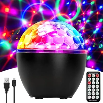 Afbeelding van discobal, led, 16 kleuren, discoverlichting, podiumlamp, met bluetooth, afstandsbediening en USB kabel, voor feest, Kerstmis, bar, DJ, verjaardag, bruiloft
