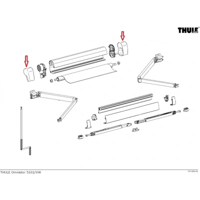 Afbeelding van Thule Eindkappen Wandluifel 5200 Antraciet Kleurloos Luifels Accessoires